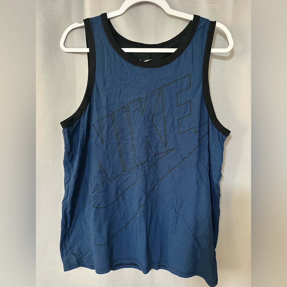 Nike Men's Black and Blue Tank Top
